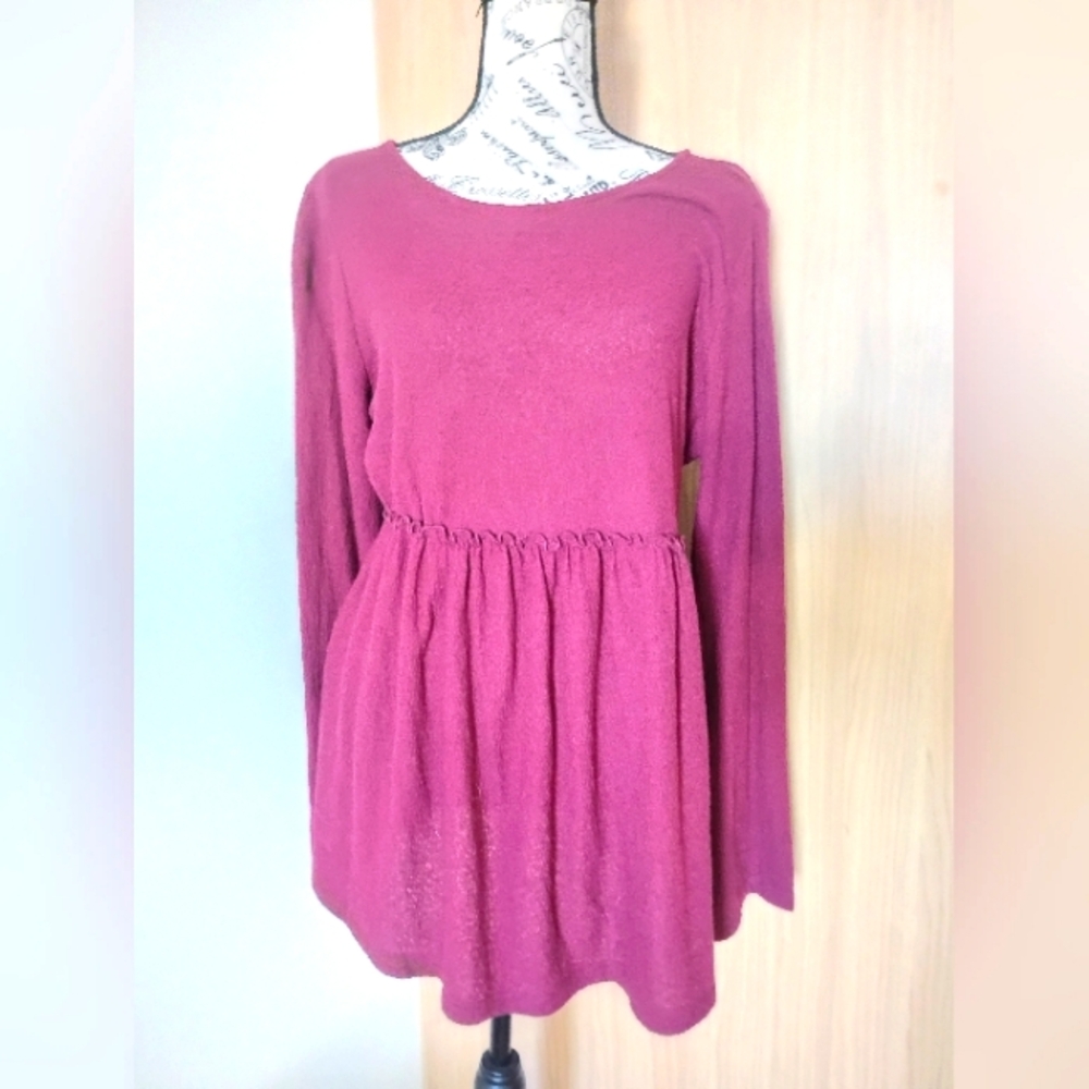 Ingrid & Isabel Maternity Top Babydoll Long Sleeve Textured Size M